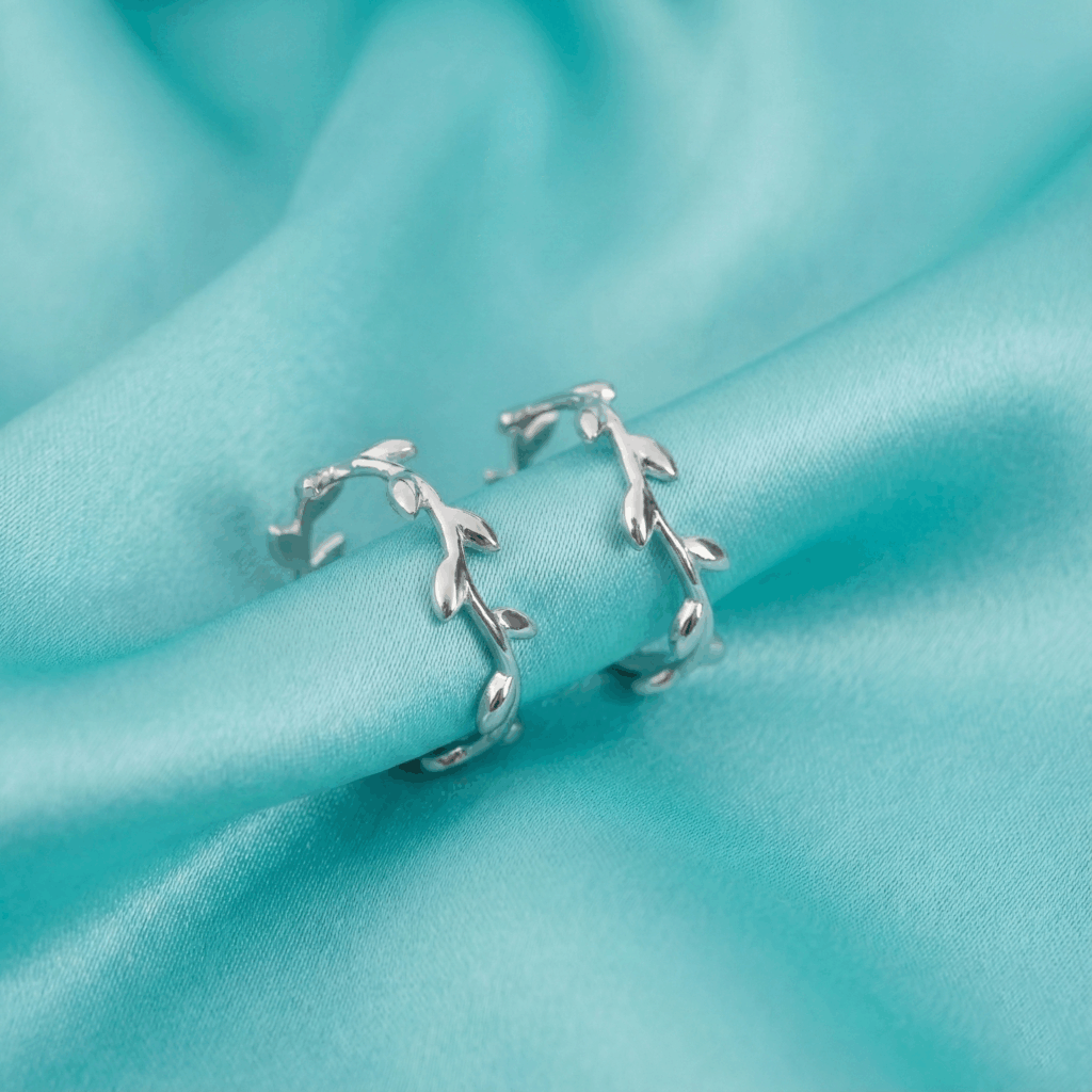 Tiffany Olive Leaf Hoop Earrings